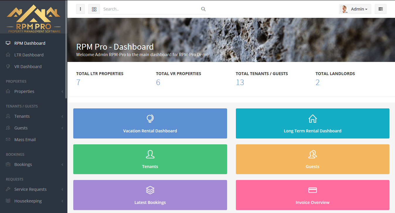 RPM Pro main dashboard on tablet
